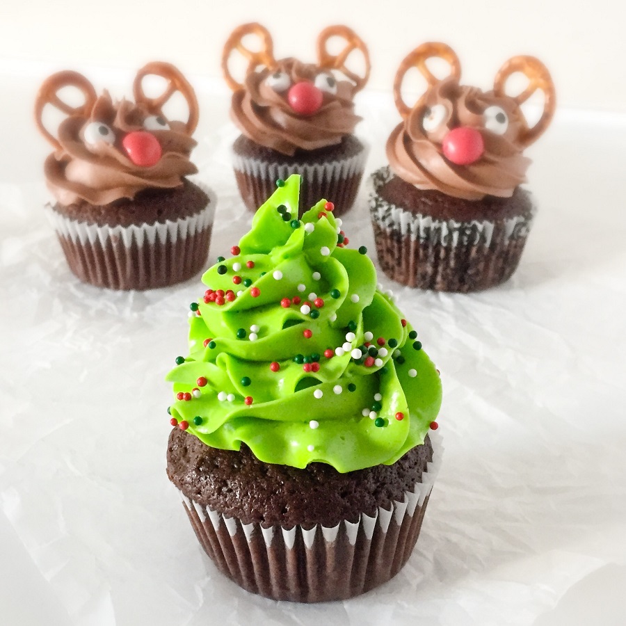 Czekoladowe muffinki-choinki