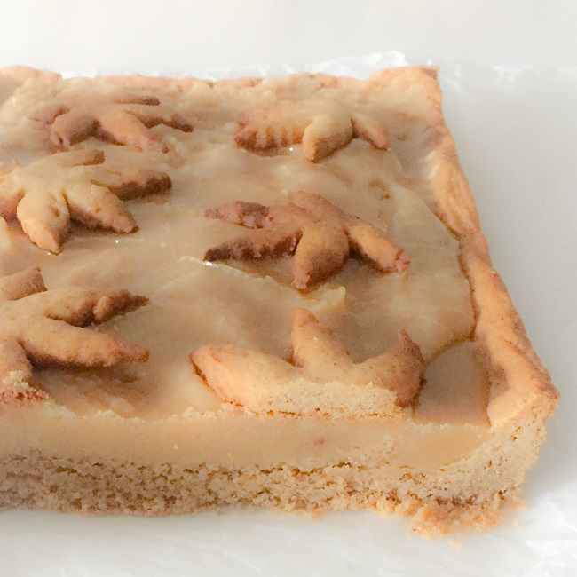 warstwy w mazurku - orzechowy sp&oacute;d, orzechowa beza, kajma z mleka kokosowego