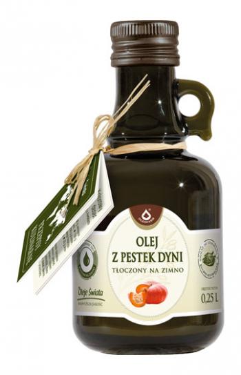 Olej z pestek dyni t�oczony na zimno, nieoczyszczony (250 ml) - Oleofarm