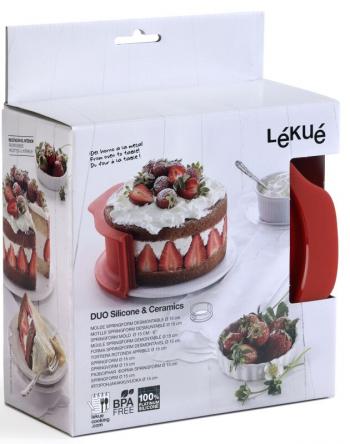 Tortownica Mini Duo z ceramicznym talerzem (rednica: 15 cm), czerwona - Lekue - OTSW