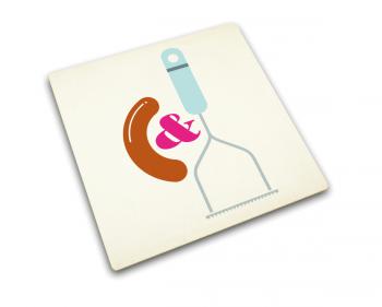 Kwadratowa podstawka ze szk�a hartowanego Bangers&Mash (30x30 cm) - Joseph Joseph
