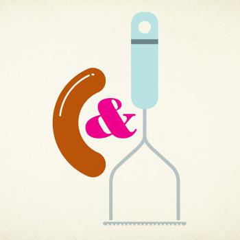 Kwadratowa podstawka ze szk�a hartowanego Bangers&Mash (30x30 cm) - Joseph Joseph
