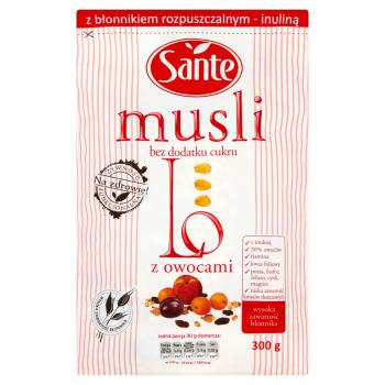 Musli z owocami i inulin, bez dodatku cukru (300 g) - Sante