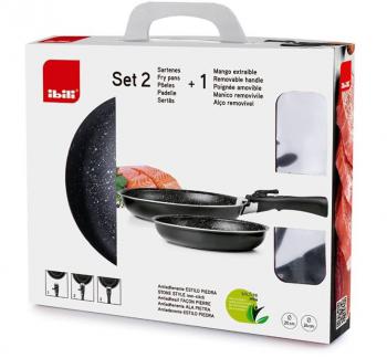 Komplet 2 patelni z od��czan� r�czk� (�rednica: 20 i 26 cm) - Ibili