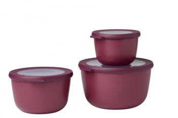 Zestaw wysokich misek z pokrywkami (3 sztuki), jagodowy - Cirqula - Mepal