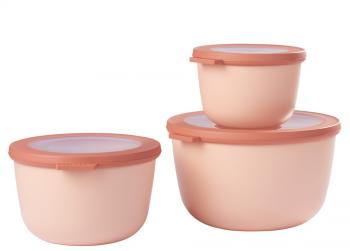 Zestaw wysokich misek z pokrywkami (3 sztuki), �ososiowy - Cirqula - Mepal