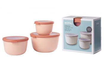 Zestaw wysokich misek z pokrywkami (3 sztuki), �ososiowy - Cirqula - Mepal