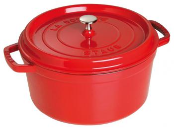 Garnek eliwny emaliowany okrgy czerwony (pojemno 6,7 litra) - La Cocotte - Staub 