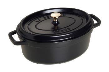 Garnek eliwny emaliowany owalny czarny (pojemno 5,5 litra) - La Cocotte - Staub