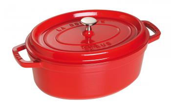 Garnek eliwny emaliowany owalny czerwony (pojemno 5,5 litra) - La Cocotte - Staub 