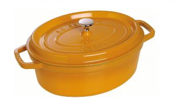 Garnek eliwny emaliowany owalny musztardowy (pojemno 5,5l.) - La Cocotte - Staub