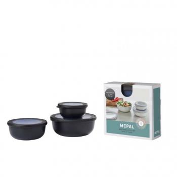 Miski z pokrywkami (3 sztuki), czarne - Cirqula - Mepal