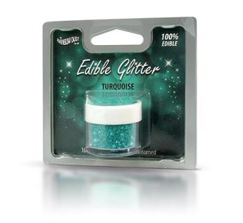 Brokat jadalny do dekoracji, turkusowy - Edible Glitter - Rainbow Dust
