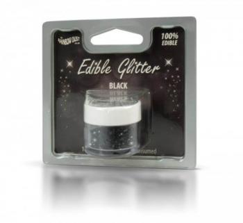 Brokat jadalny do dekoracji, czarny - Edible Glitter - Rainbow Dust