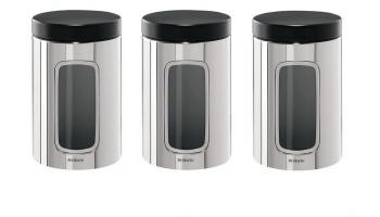 Pojemnik z okienkiem (3 szt. w komplecie), stal polerowana - Brabantia 
