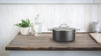 Garnek z kutego aluminium z pokrywk� (�rednica: 24 cm), czarny - Chrome - Brabantia