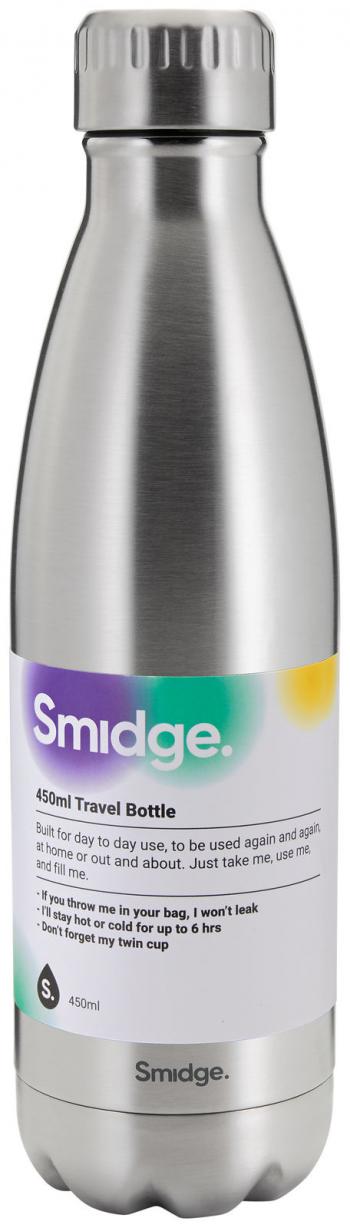 Butelka termiczna ze stali nierdzewnej (450 ml) - Steel - Smidge 
