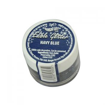 Brokat jadalny do dekoracji ciemny niebieski, Navy Blue - Edible Glitter - Rainbow Dust