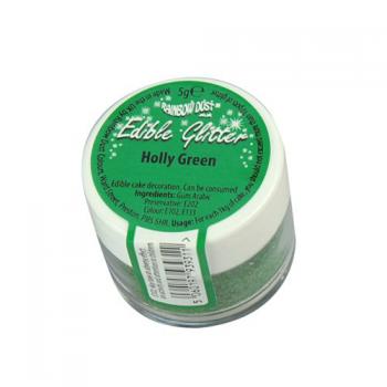 Brokat jadalny do dekoracji zielony, Holly Green - Edible Glitter - Rainbow Dust