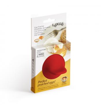 Foremka silikonowa do gotowania jajek w koszulkach, czerwona - Lekue