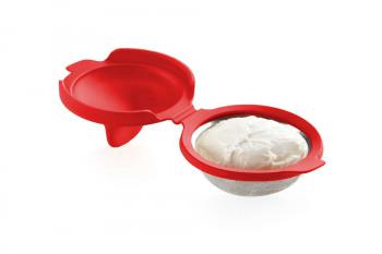 Foremka silikonowa do gotowania jajek w koszulkach, czerwona - Lekue