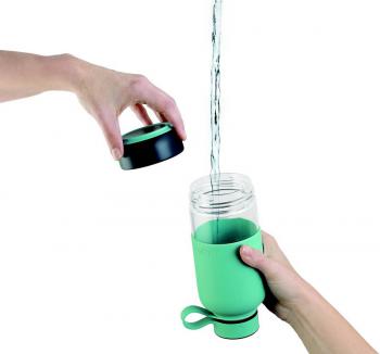 Butelka szklana na wod� (poj.: 0,6 l), turkusowa - To Go - Lekue