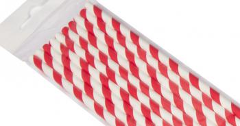 S�omki papierowe, czerwone paski (10 szt.) - AleDobre.pl