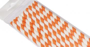 S�omki papierowe, pomara�czowe paski (10 szt.) - AleDobre.pl