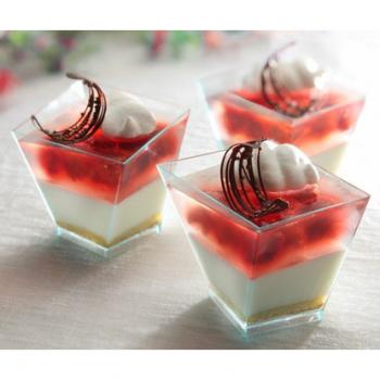 Pucharek plastikowy do monoporcji kwadratowy prze�roczysty (200 ml)  - Alcas