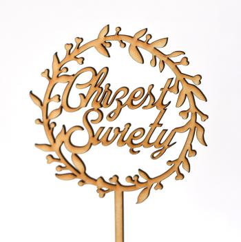 Topper ze sklejki Chrzest �wi�ty, wianek 1 (�rednica 12 cm) - Mill Art