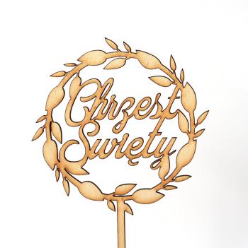 Topper ze sklejki Chrzest �wi�ty, wianek 3 (�rednica 12 cm) - Mill Art