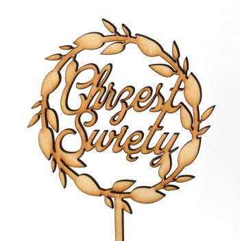 Topper ze sklejki Chrzest �wi�ty, wianek 3 (�rednica 12 cm) - Mill Art