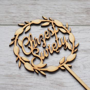 Topper ze sklejki Chrzest �wi�ty, wianek 3 (�rednica 12 cm) - Mill Art