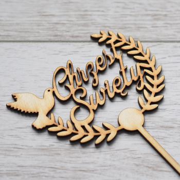 Topper ze sklejki Chrzest �wi�ty, p�wianek z go��bkiem - Mill Art