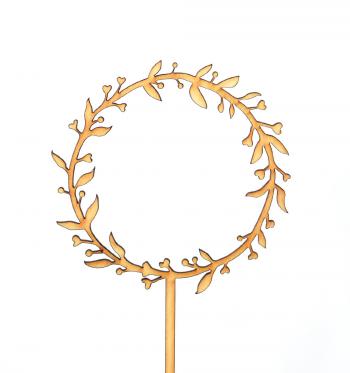 Topper ze sklejki Wianek listki z kuleczkami - Mill Art