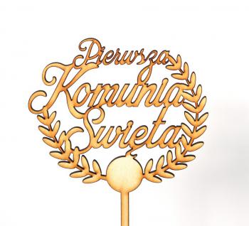 Topper ze sklejki Pierwsza Komunia �wi�ta, p�wianek - Mill Art