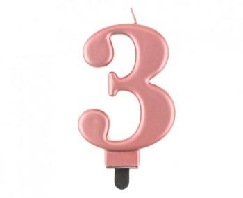 �wieczka na tort „3” r�owe z�oto - Godan