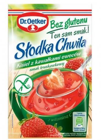 Kisiel bezglutenowy z kawakami owocw, truskawkowy (31,5 g) - Sodka Chwila - Dr. Oetker