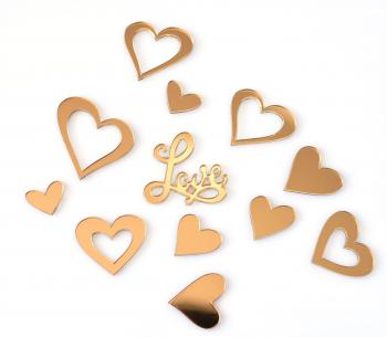 Napis Love i serca ze z�otej pleksy (12 element�w) - Mill Art