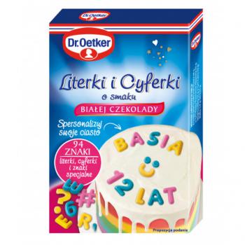 Literki i cyferki o smaku biaej czekolady, kolorowe (cay alfabet) - Dr. Oetker