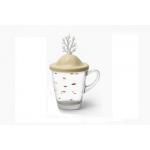 Kubek szklany z przykrywk� Coral bia�y - Qualy