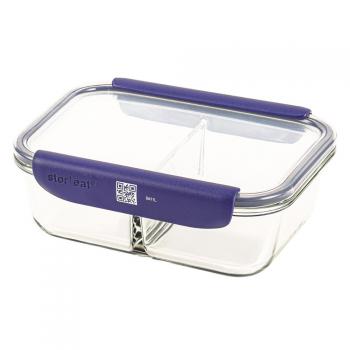 Pojemnik szklany dwukomorowy Smart granatowy (1450 ml) - Mastrad