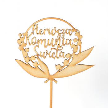 Topper ze sklejki Pierwsza Komunia �wi�ta, konwalie - Mill Art