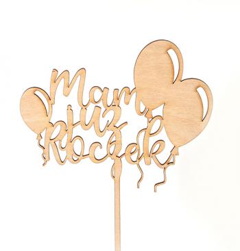 Topper ze sklejki Mam ju� roczek, baloniki (12 cm) - Mill Art