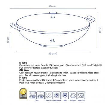 Wok ze szklan pokryw ( rednica 36 cm) - Calido - Kela