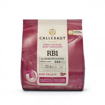 Czekolada r�owa w formie pastylek Ruby (33,6% kakao), 400 g - Callebaut