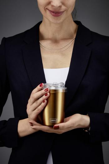 Kubek termiczny do kawy stalowy (pojemno��: 300 ml), z�oty - Lurch