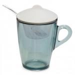 Kubek z akrylu z zaparzaczem i �y�eczk�, b��kitny - Pangea - Omada