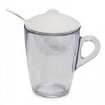 Kubek z akrylu z zaparzaczem i �y�eczk�, bia�y - Pangea - Omada