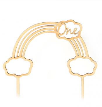 Topper ze sklejki T�cza z chmurk� One (12 cm) - Mill Art